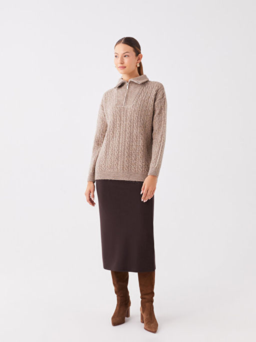 Kad?n Beli Lastikli D?z Etek