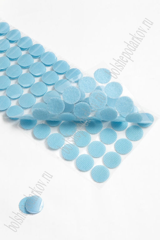 Липучка круглая 2 см самоклеящаяся (100 шт) SF-5919, голубой №076