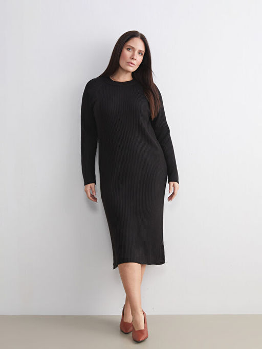 Bisiklet Yaka Triko Elbise