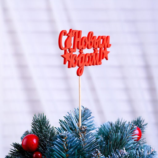 Цена за 3 шт. Топпер С Новым Годом со звёздами разноцветный, микс Дарим Красиво  фото 3