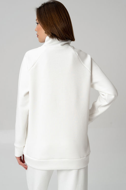 Свитшот из мягкого хлопкового футера с начёсом, молочный - Solo mio фото 9