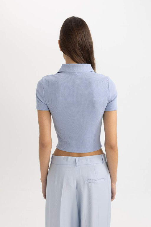 Футболка-поло приталенного кроя с короткими рукавами - Defacto фото 5