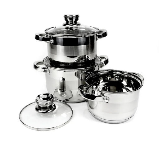 Набор посуды нерж. "Kelli" 6 пр со стекл. крышками, арт. KL-4215