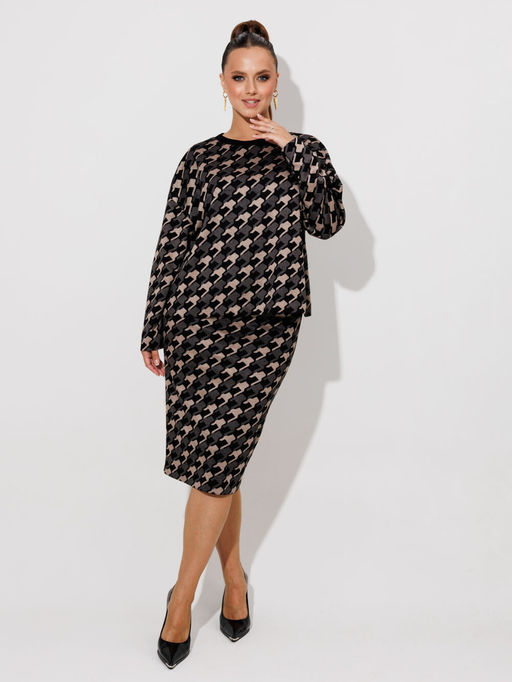Костюм Galean Style 990 чёрный с бежевым гусьлапка