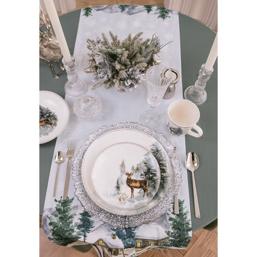 Тарелка новогодняя Зимний лес, d=27 см, фарфор, белая