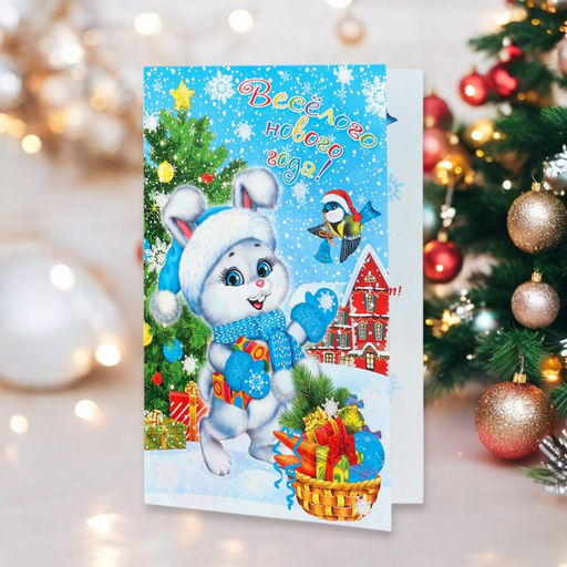 Цена за 10 шт. Открытка «С Новым годом!» глиттер, 12.5×19 см