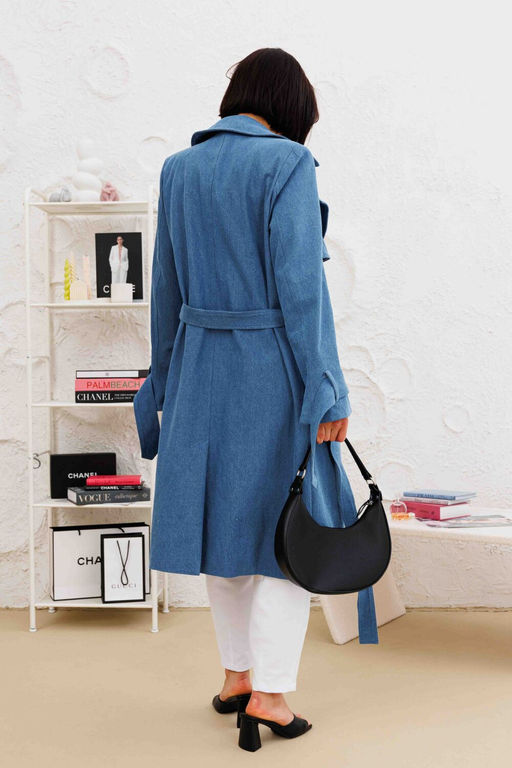 Плащ AURA 7037-176 темно-голубой деним