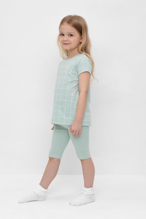 К 1641/голубая дымка,двойная клетка пижама дет
