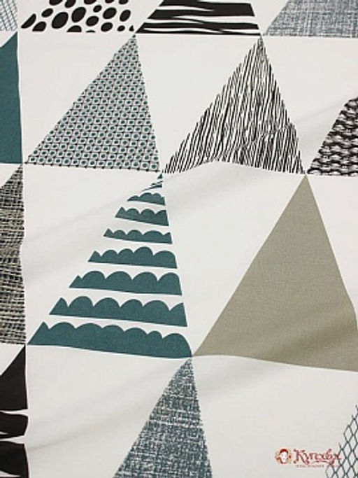 Мерный лоскут(ткань в отрезах)- Поплин Крупный треугольный пэчворк, ш.2.2м, хлопок-100%, 115гр/м