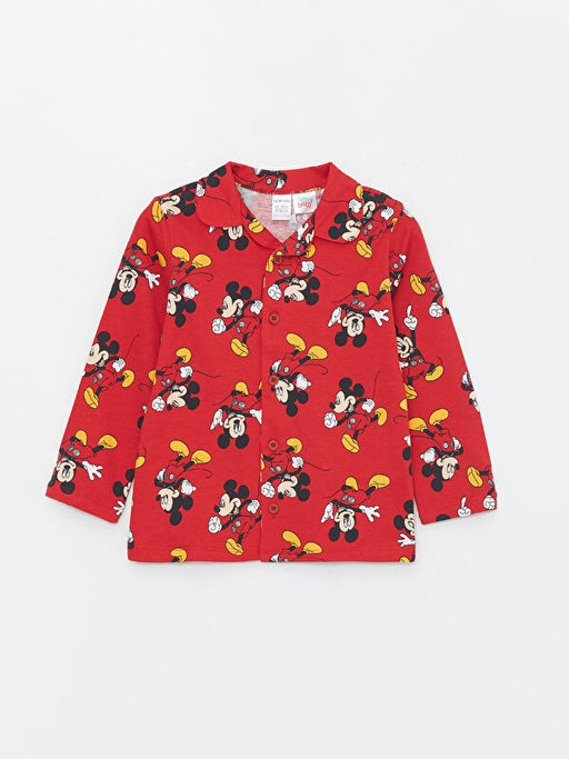 Polo Yaka Uzun Kollu Mickey Mouse Bask?l? Erkek Bebek Pijama Tak?m? - Waikiki фото 2