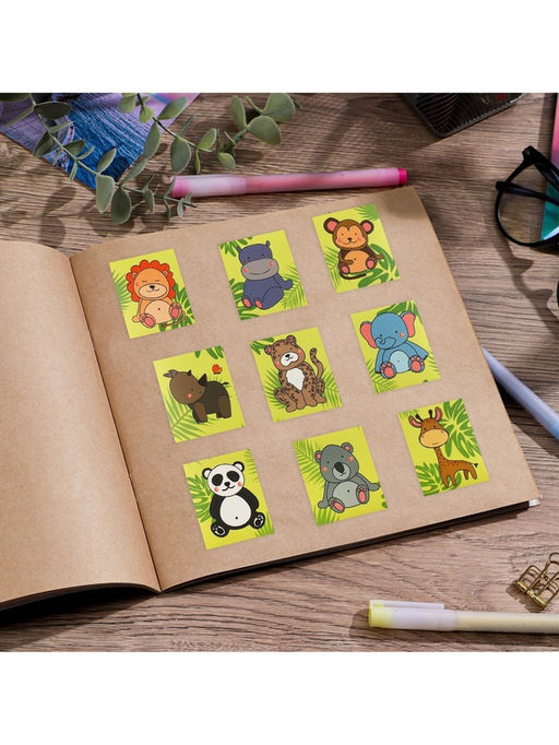 Цена за 10 шт. Наклейки детские «Джунгли», раскраска на обороте, 11×15.5 см