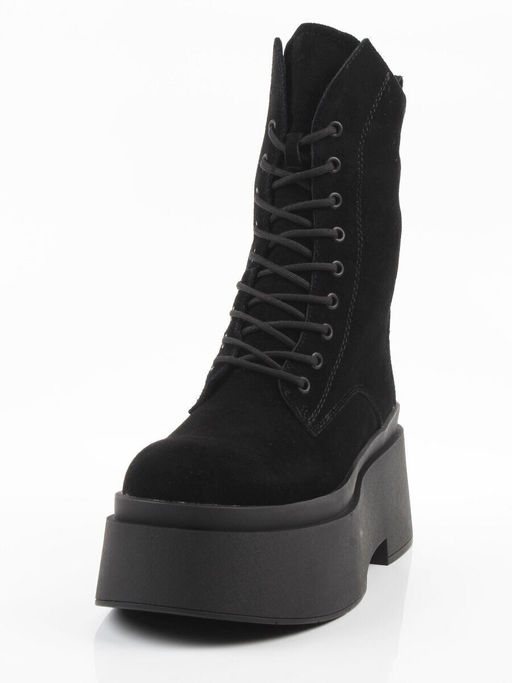 04-PAT225-2Z BLACK Ботинки зимние женские (натуральная замша, 100% шерсть)