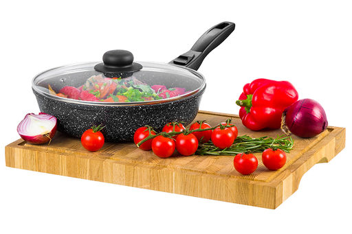 Сковорода глубокая 24 см ГАРМОНИЯ ВКУСА Черный мрамор С КРЫШКОЙ ф24, с/р, 45*25*11,5 см - Elan gallery фото 3