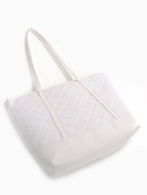 Сумка - шоппер женская на молнии, 35×12×27 см, со стёжкой, белая