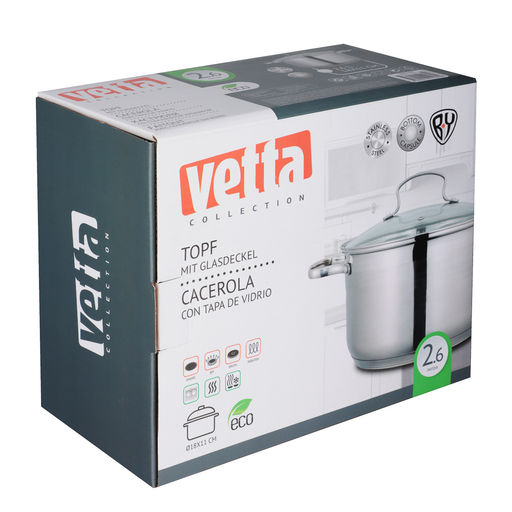 Кастрюля VETTA Берн 18*11 см 2,6 л со стекл. кр., индукция арт. 822-100