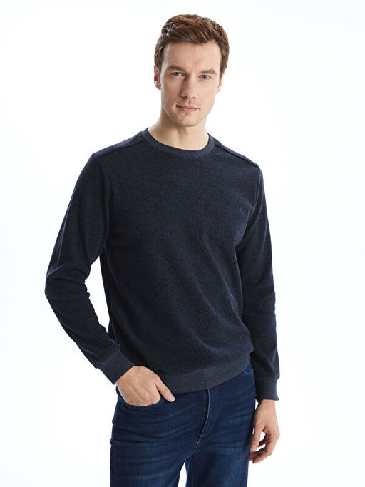 Bisiklet Yaka Uzun Kollu Erkek Sweatshirt