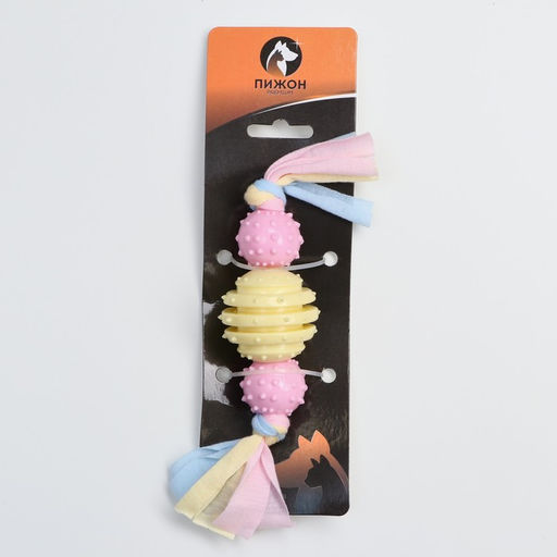Игрушка жевательная Пижон Premium на верёвке, 3 элемента, термопластичная резина, микс  фото 5