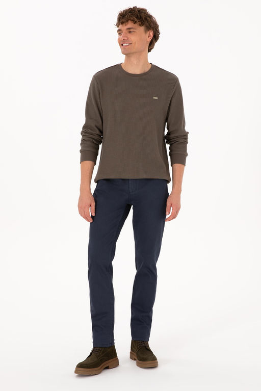 Erkek Bisiklet Yaka Regular Fit Petek Dokulu Vizon Sweatshirt - U.s. polo assn фото 4