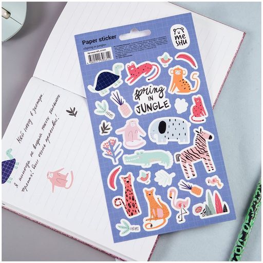 Цена за 10 шт. Наклейки на листе "Spring in jungle" (MS_41631, MESHU) 12*21см