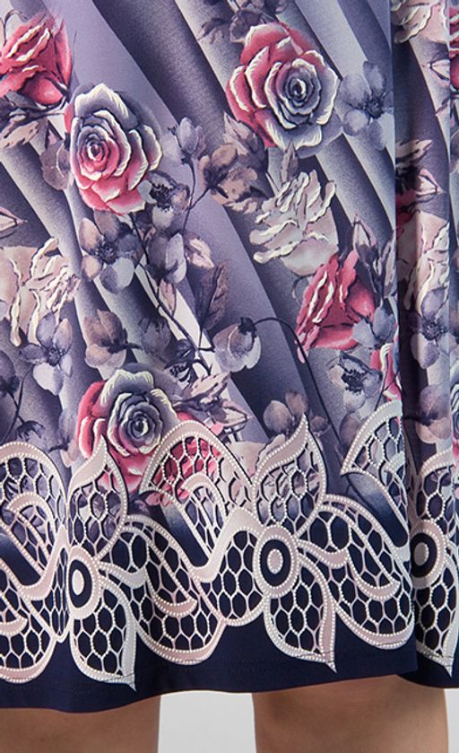 платье из тонкого шелковистого трикотажа с фактурным кружевным узором по низу рукавов - Ckc collections фото 3