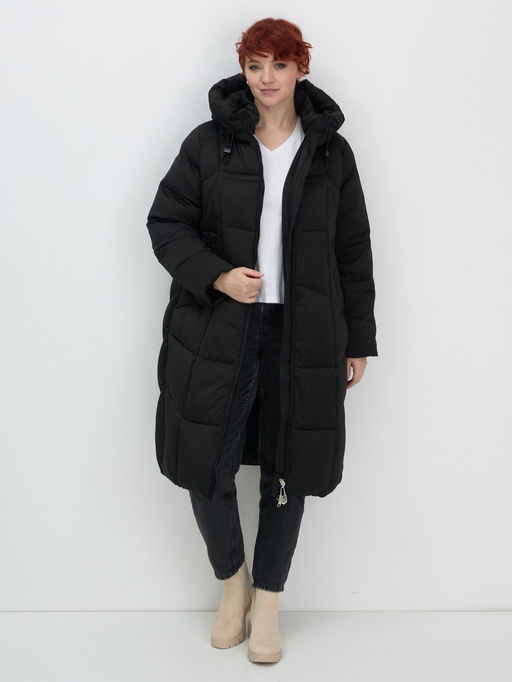 Пальто зимнее Visdeer 7702Ch женское утепленное 240 г/м² черное  фото 14