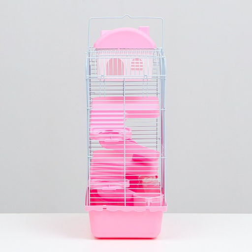 Клетка для мелких грызунов Пижон, с наполнением, 23 х 17 х 45 см, розовая  фото 3