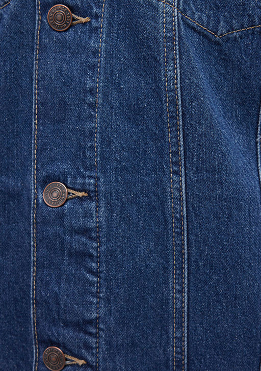 Drake 90lar Puslu Koyu Mavi Jean Ceket  фото 6