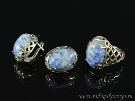 Кольцо Серьги с лазуритом размер 16