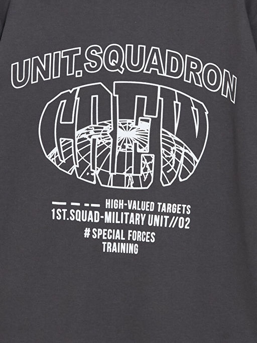 Bisiklet Yaka Bask?l? Uzun Kollu Erkek ?ocuk Ti??rt