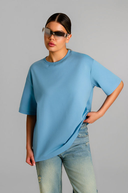 Арт. 3-302/1 Футболка женская оверсайз 44-50 (4 шт) Цвет:джинс - Калинка фото 2