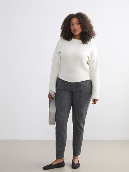 B?y?k Beden Bal?ks?rt? Desenli Kad?n Pantolon