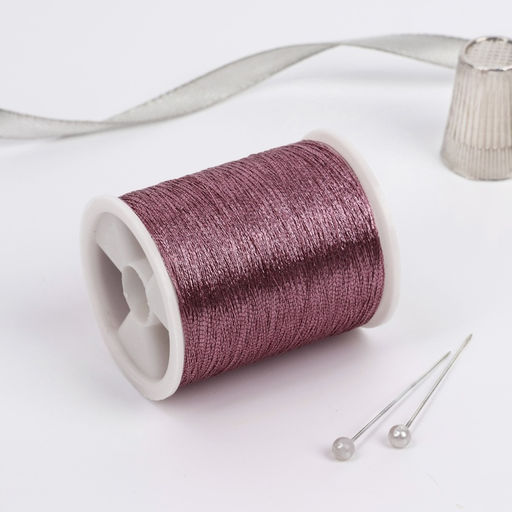 Нитки металлизированные, 91±1 м, набор 6 шт., розовые