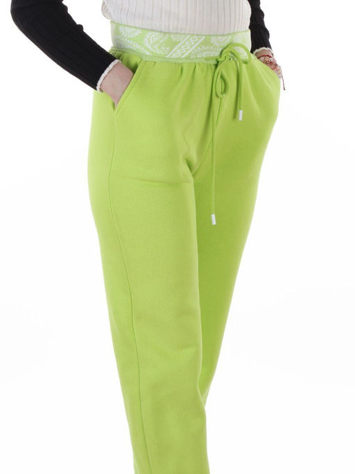2611 LT. GREEN Штаны утепленные спортивные женские (85% хлопок, 10% полиэстер, 5% спандекс)
