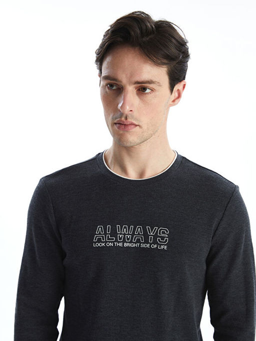 Bisiklet Yaka Uzun Kollu Erkek Sweatshirt