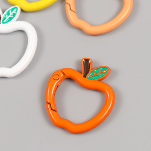 Цена за 4 шт. Карабин металл Яблочко с веточкой МИКС 3х2,7 см - Арт узор фото 3