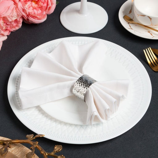 Набор салфеток с декоративными кольцами White pleasure, 40×40 см - 2 шт., 100% хлопок, саржа 190 г/м²