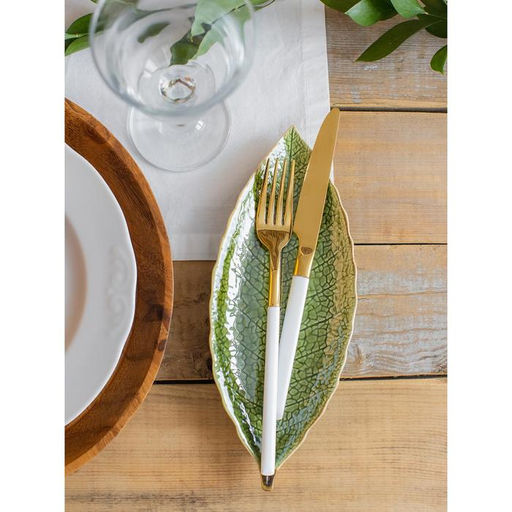 Блюдо керамическое сервировочное «Дендрарий», 20.5×8.5×1.5 см, зелёное