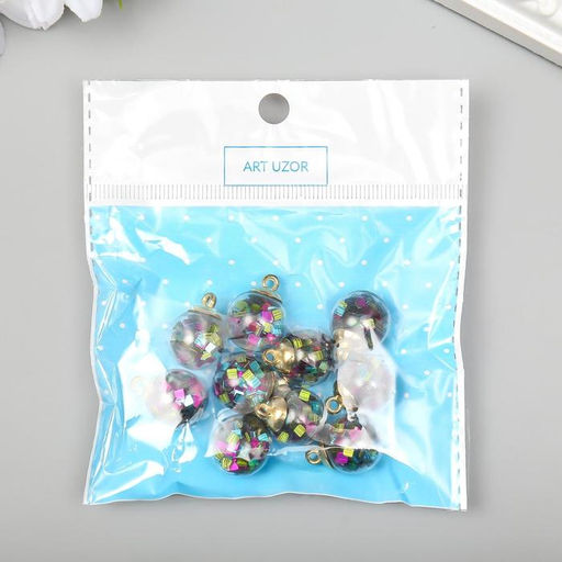 Цена за 10 шт. Подвеска декоративная для творчества стекло «Шар - квадратики», d=1.6 см, 2.1×1.6 см