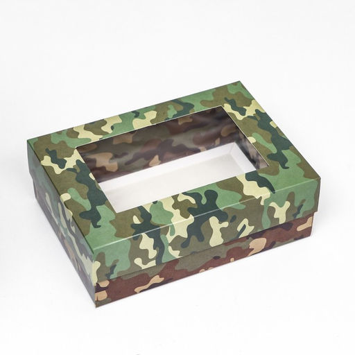 Цена за 5 шт. Коробка складная, с окном Камуфляж 21?15?7 см