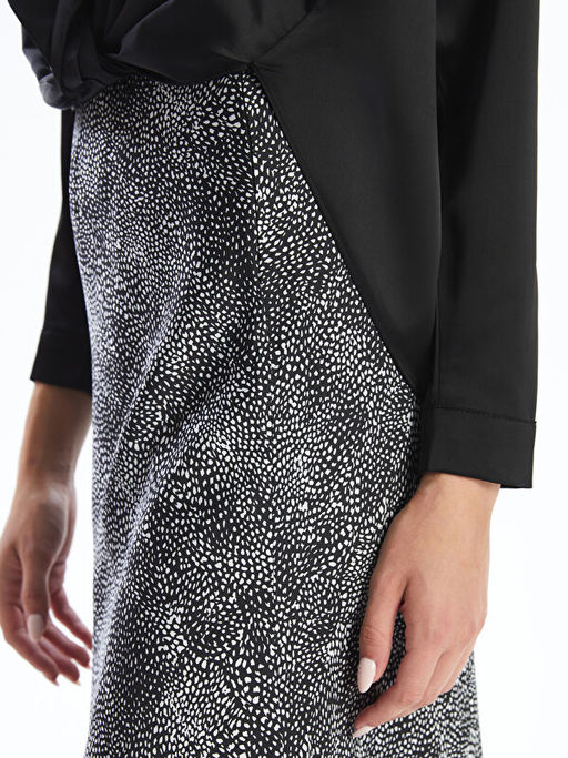 Standart Fit Desenli Saten Kad?n Etek