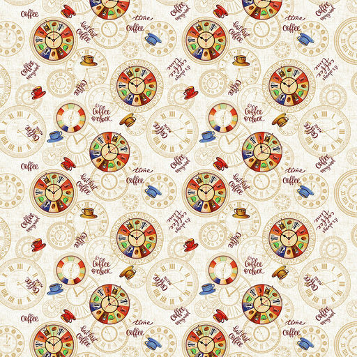 "Время кофе" Скатерть 150х145см, длина стола до 110см, на 4 персоны, рогожка 171г/м2, хлопок 100%, "Домашняя мода" (Россия)