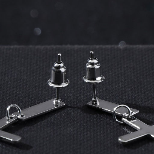 Серьги металл «Крестики» маленькие, цвет серебро