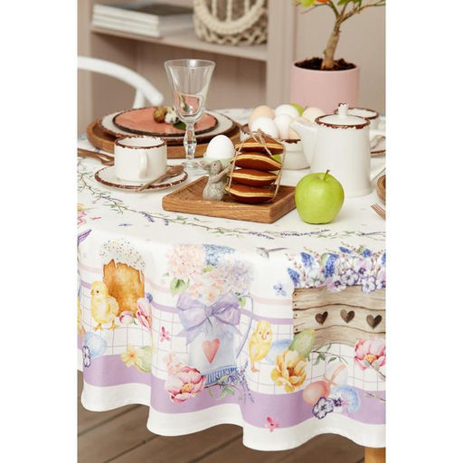 Скатерть Этель Spring easter d=214см +/-3см, 100% хлопок, саржа 190 гр/м2  фото 3