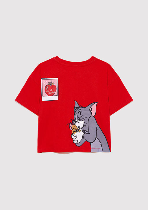 Tom Jerry Bask?l? K?rm?z? Tisort - Mavi фото 4