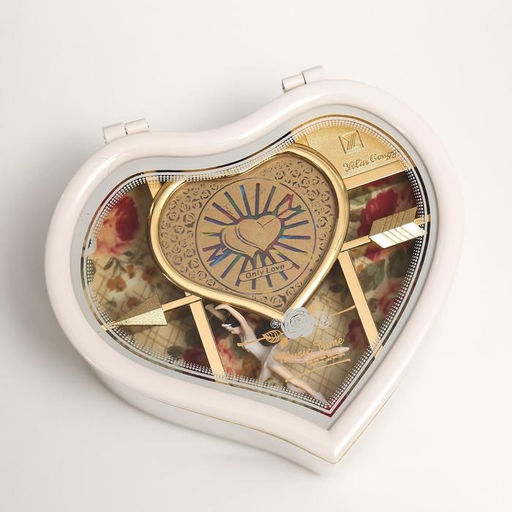 Музыкальная шкатулка механическая «Сердце белое», пластик, 15.5×14×7.5 см