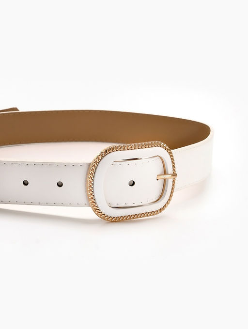 Ремень женский, 110×3 см, пряжка пластик, золотистая, белый