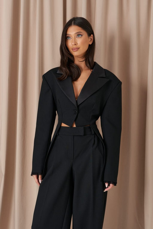 Жакет Annete А5531 костюмная ткань черный с кружевом  фото 11