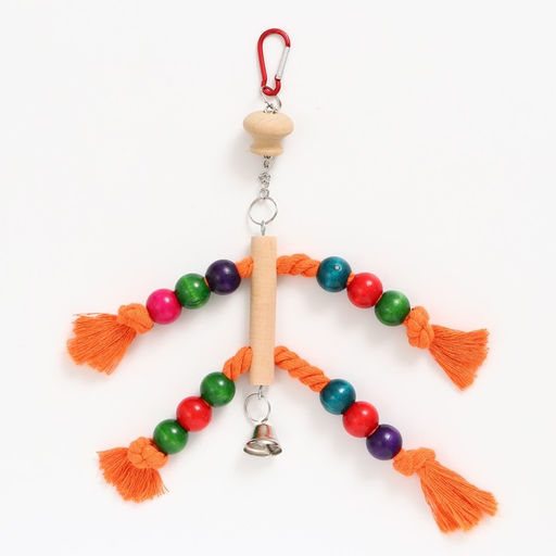 Игрушка для птиц, бусы на канатах, 38 см, микс цветов - Пижон фото 2