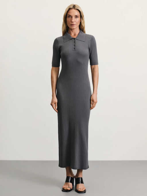 Вязаное платье поло из вискозы / Zarina  фото 3