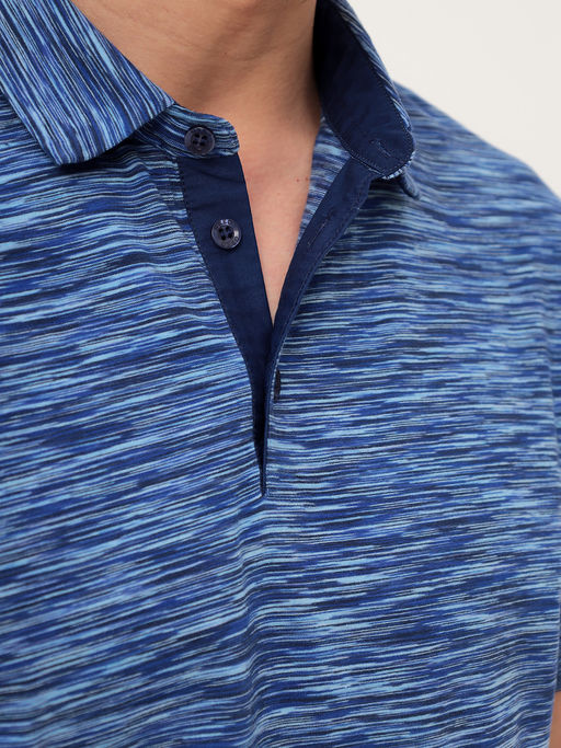 Джемпер мужской с воротником поло короткий рукав GREG G144-KM1246-OR1046 (синий)  фото 6